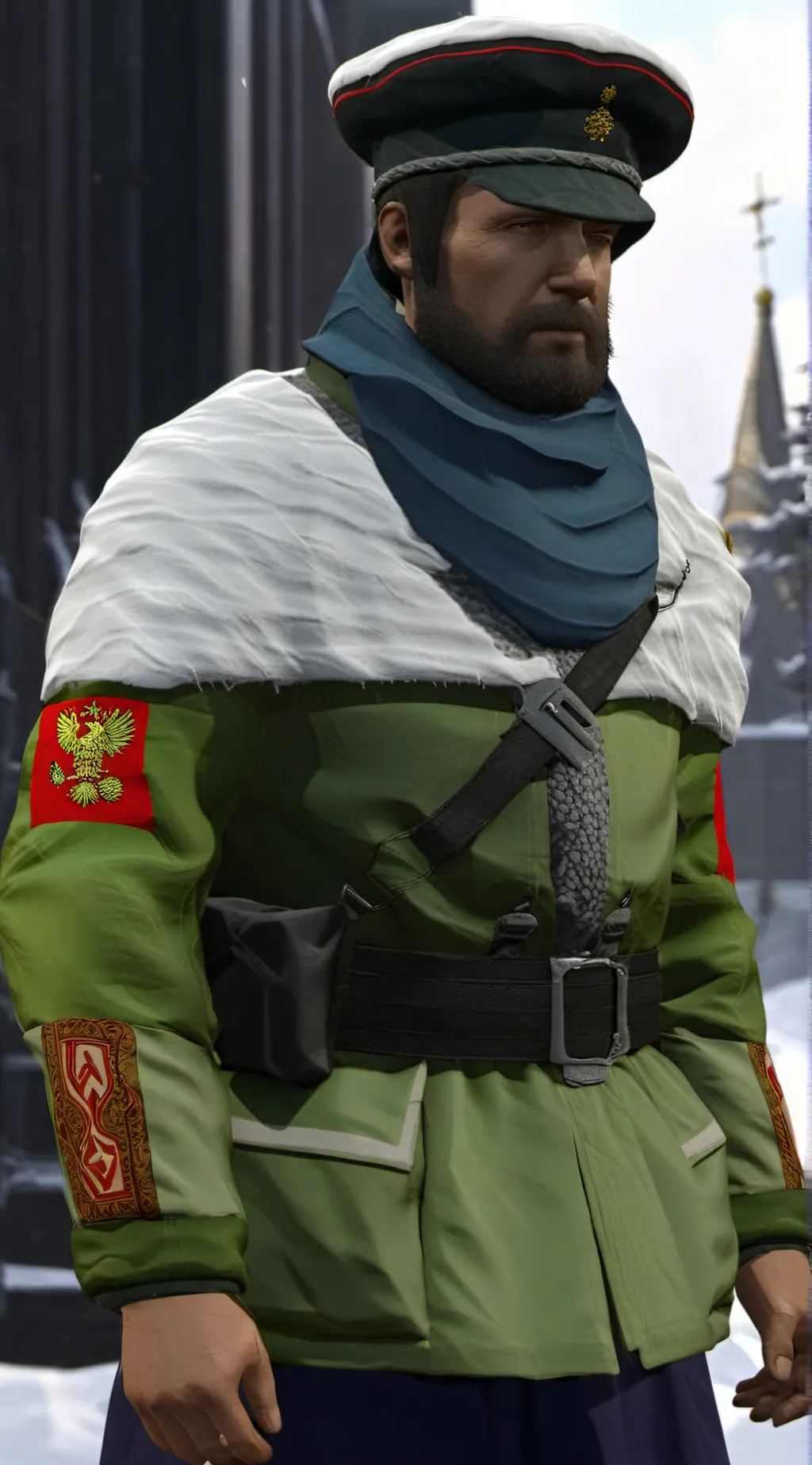 ai character: Russian soldier  background