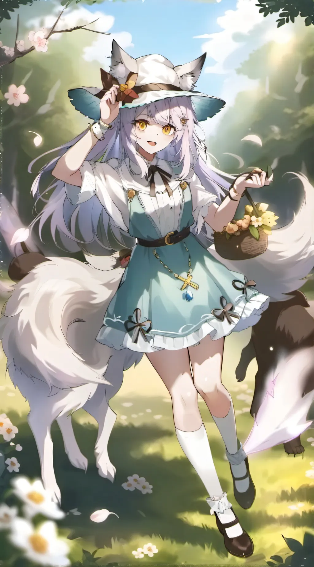ai character: wolf girl  background