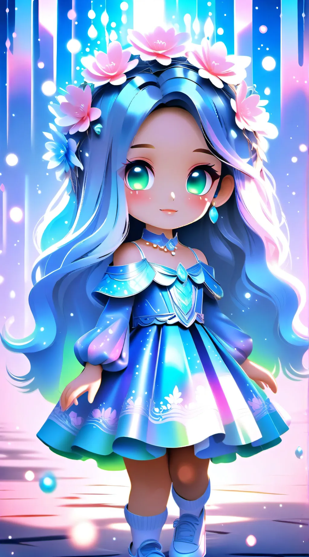 ai character: 🪻blue🦋 background