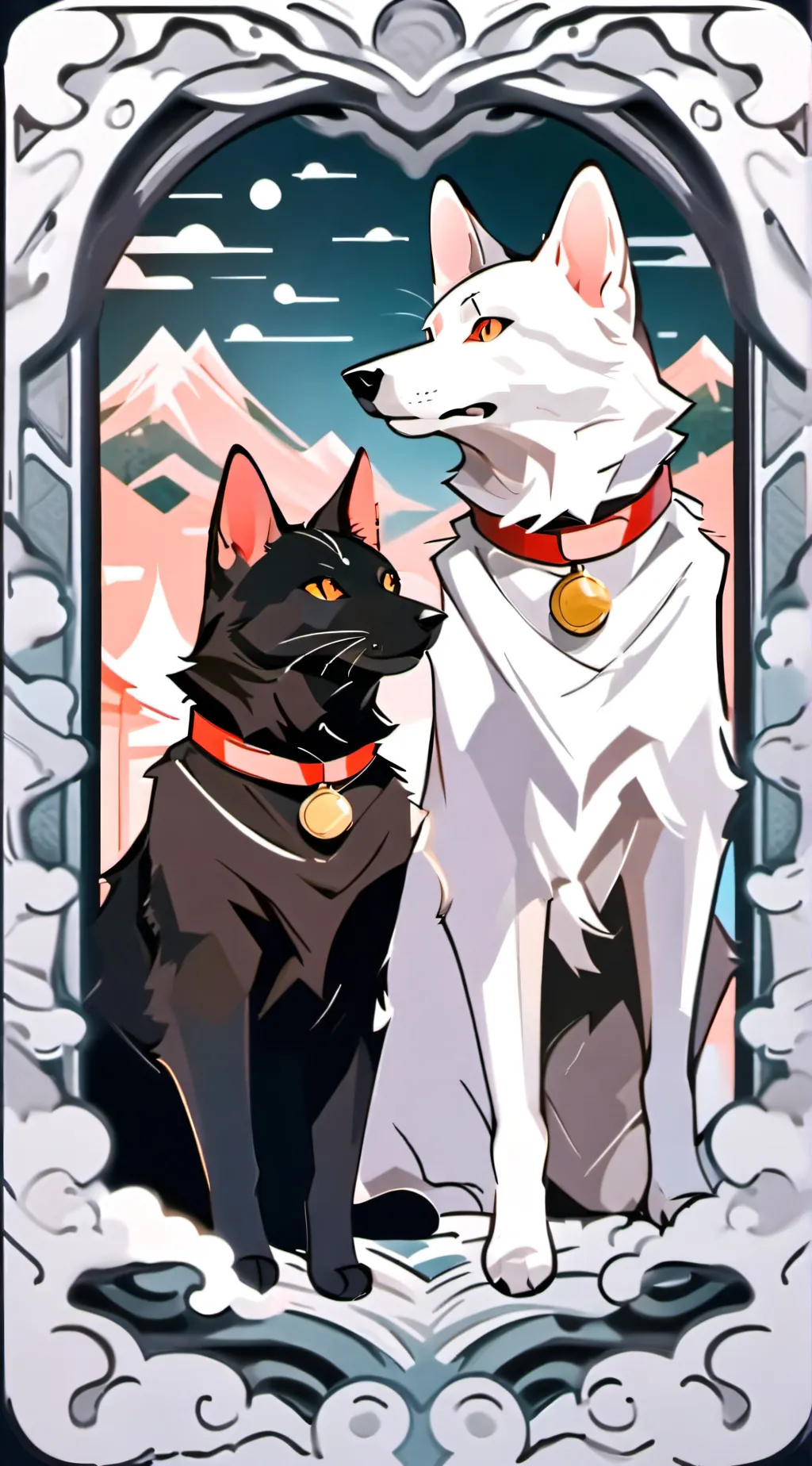 ai character: Dog day and water tabby  background