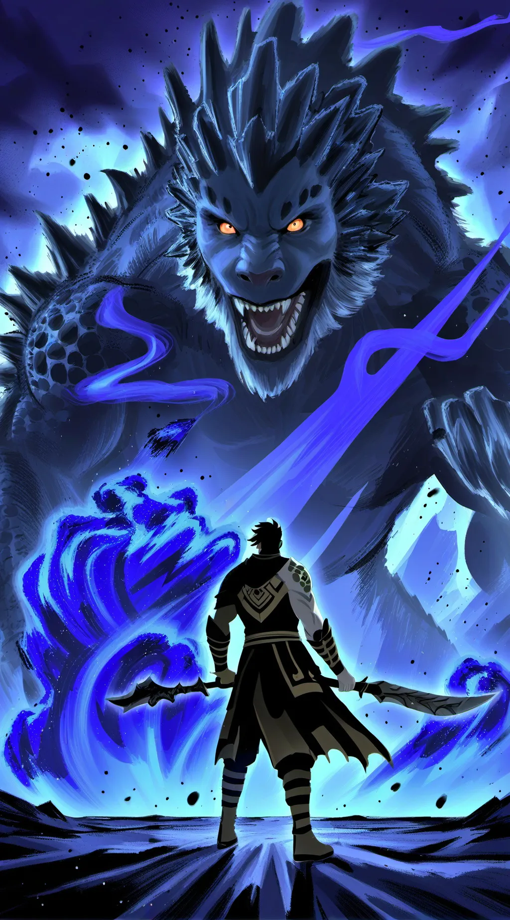 ai character: The Godzilla test background