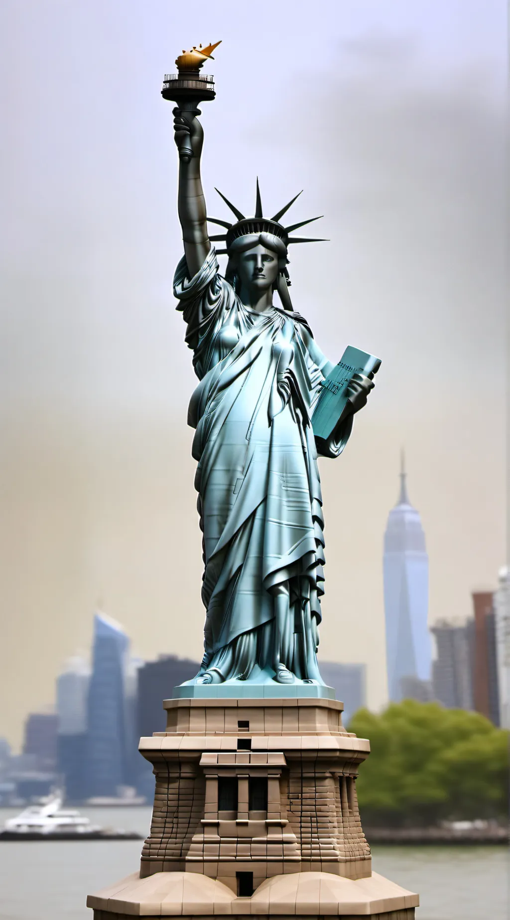 ai character: Statue of liberty background
