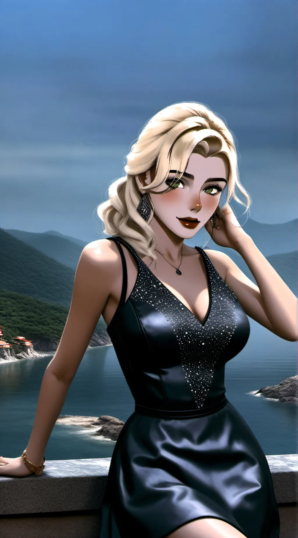ai character: Female Homelander  background