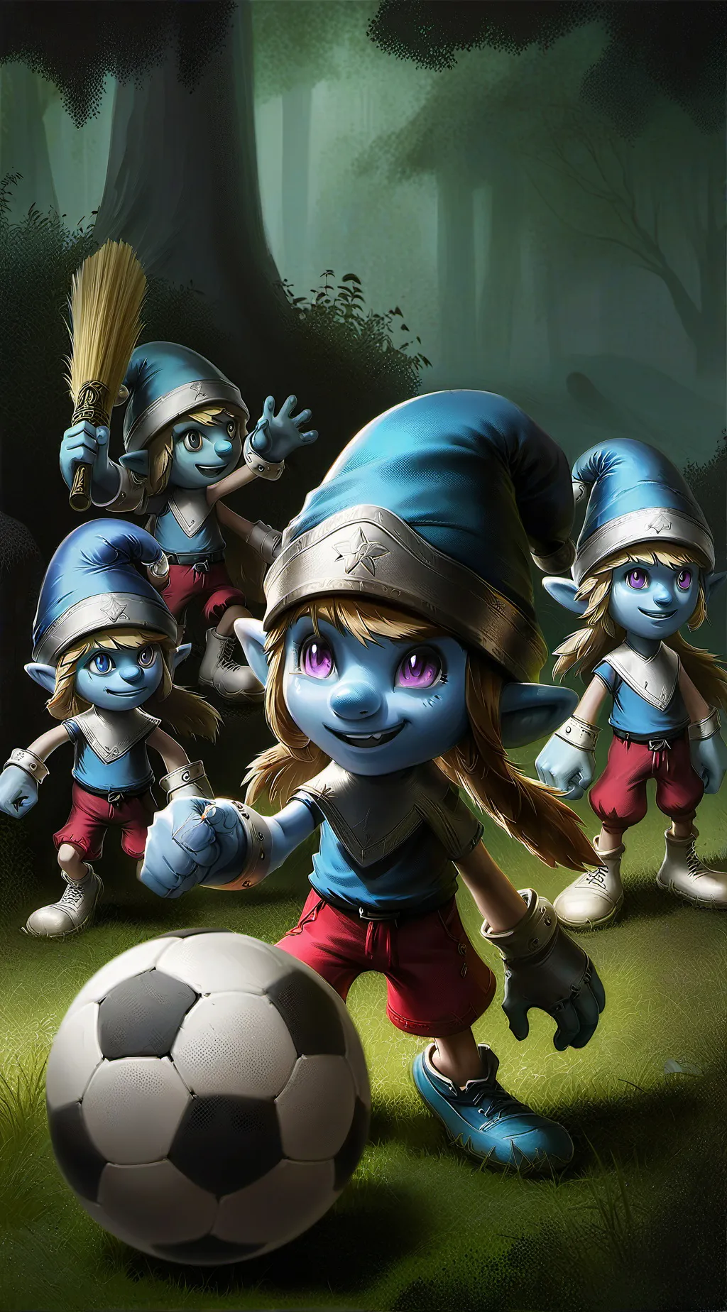 ai character: Smurfs but girl! background
