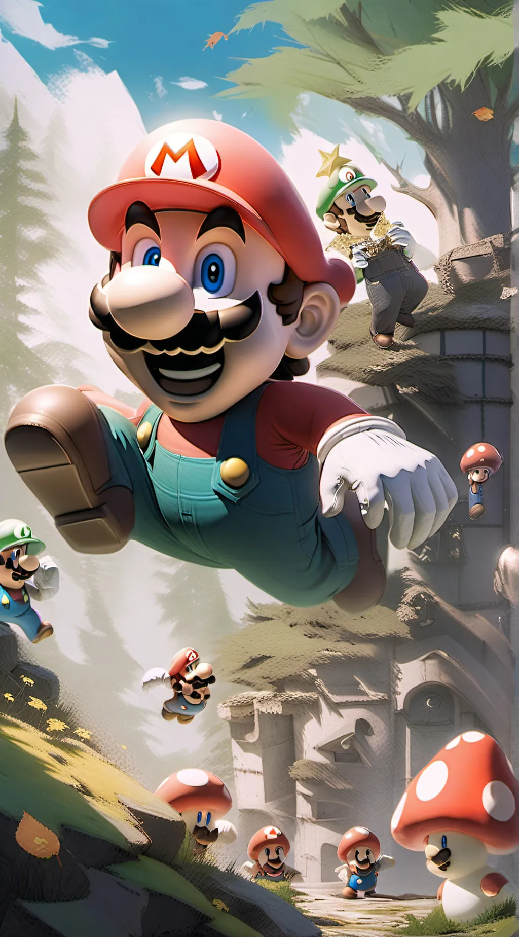 ai character: New super Luigi u background
