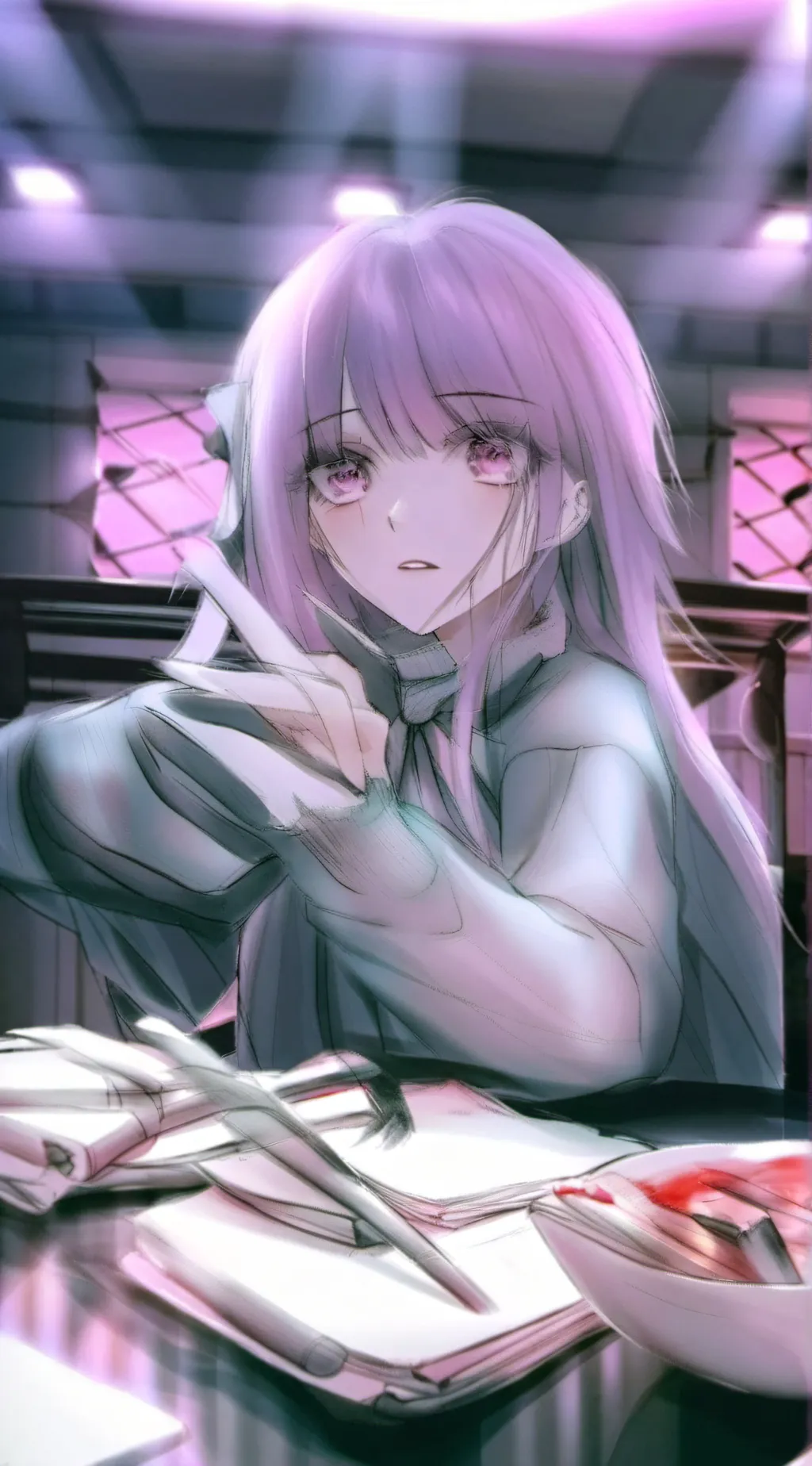 ai character: Amiga falsa lily background