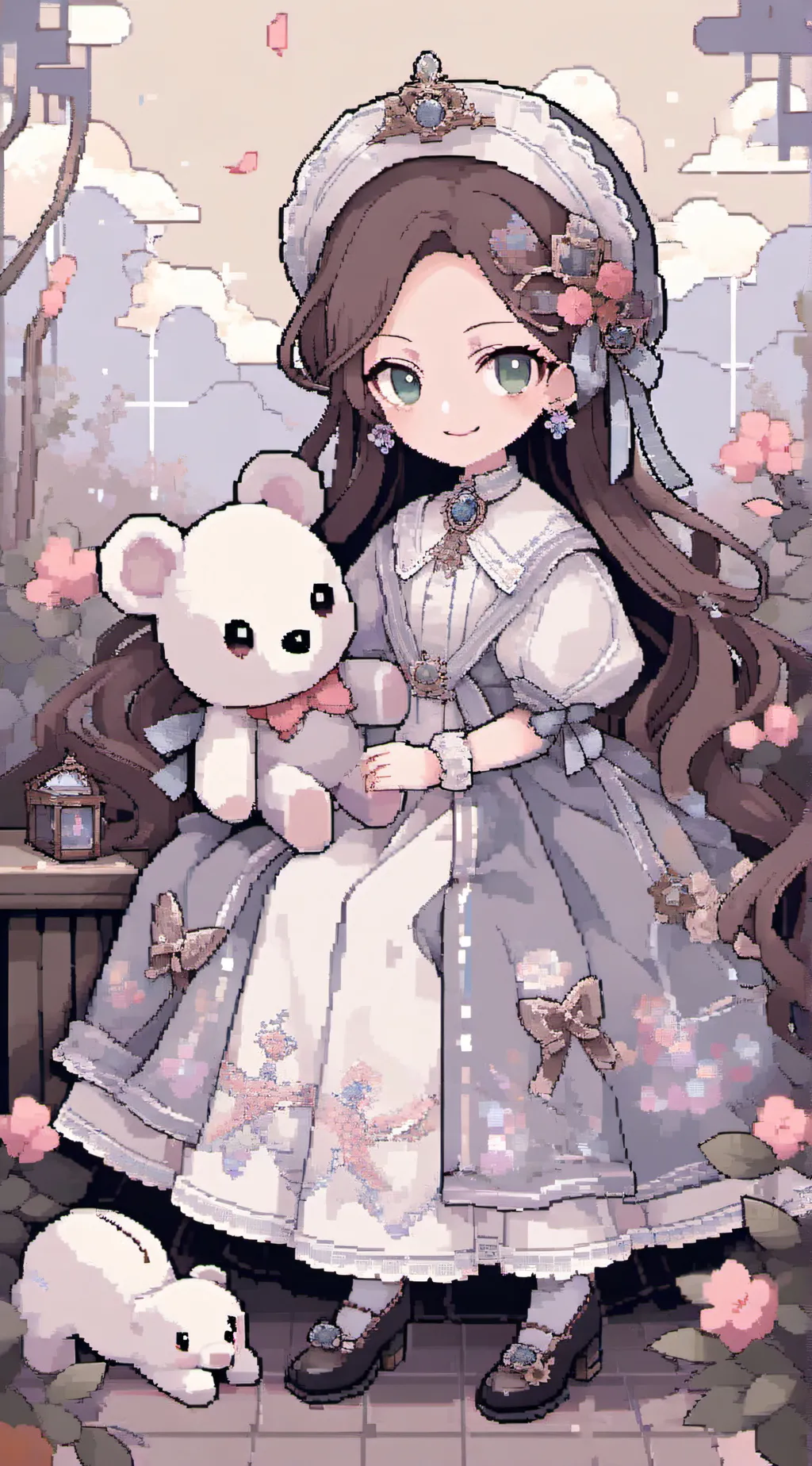 ai character: Doll house background