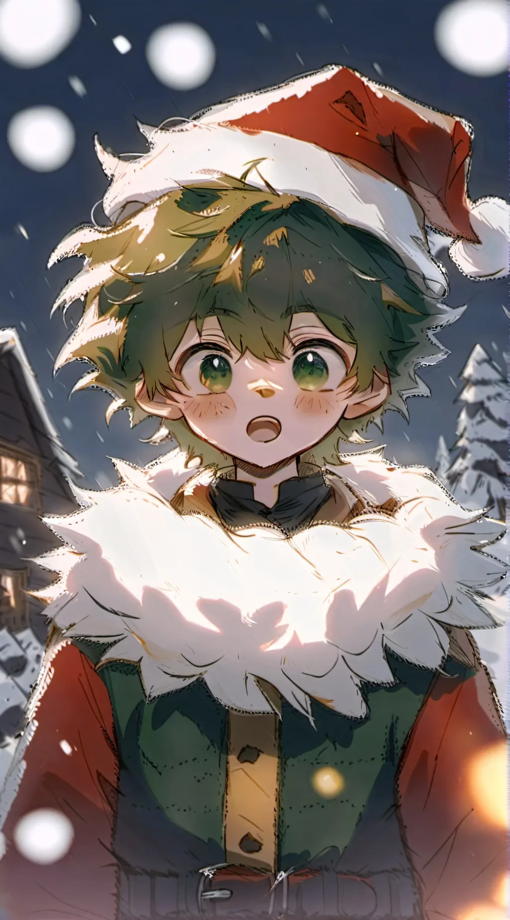 ai character: Xmas with deku  background