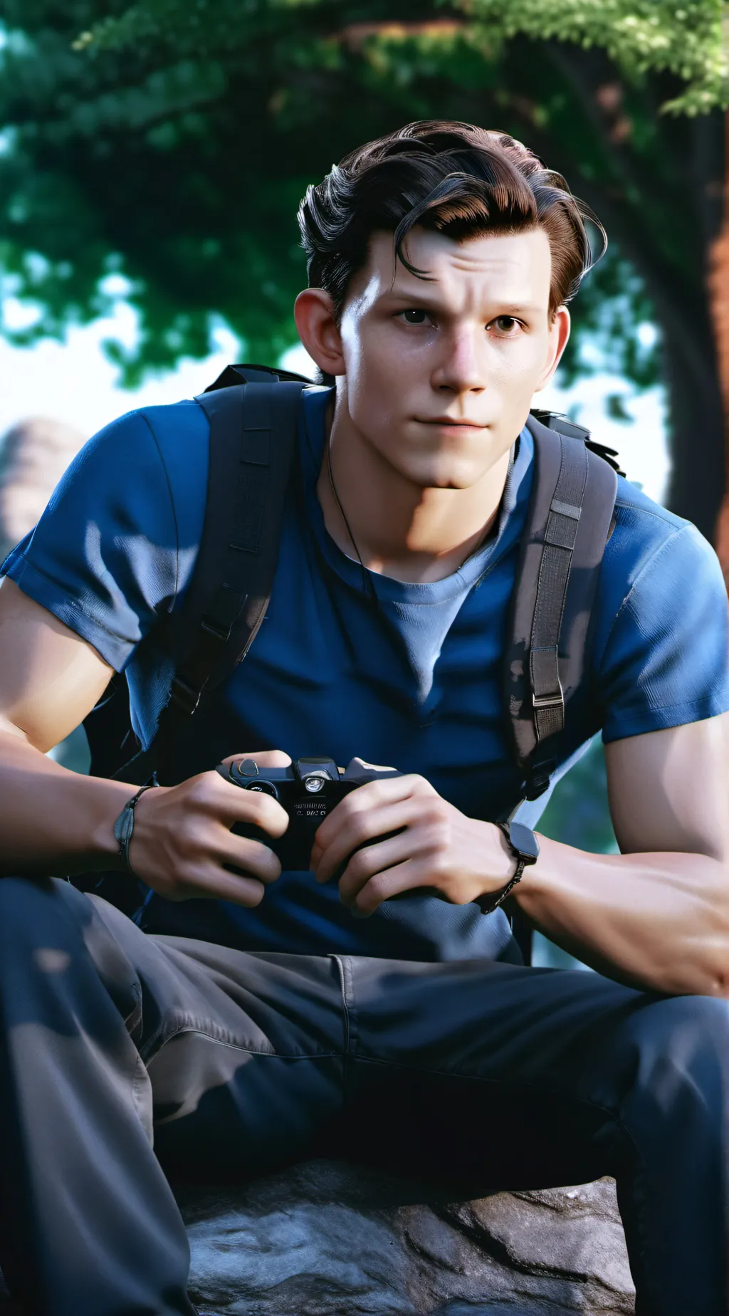 ai character: Tom holland  background