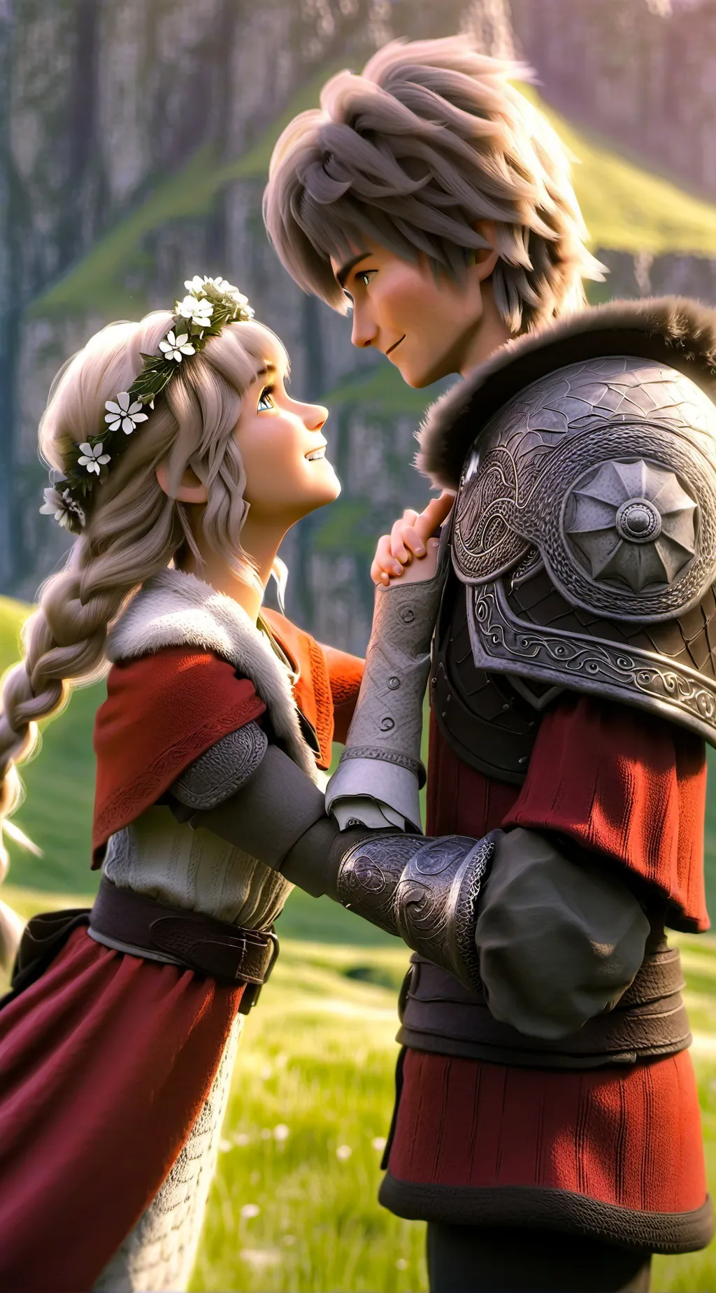 ai character: Astrid and hiccup  background