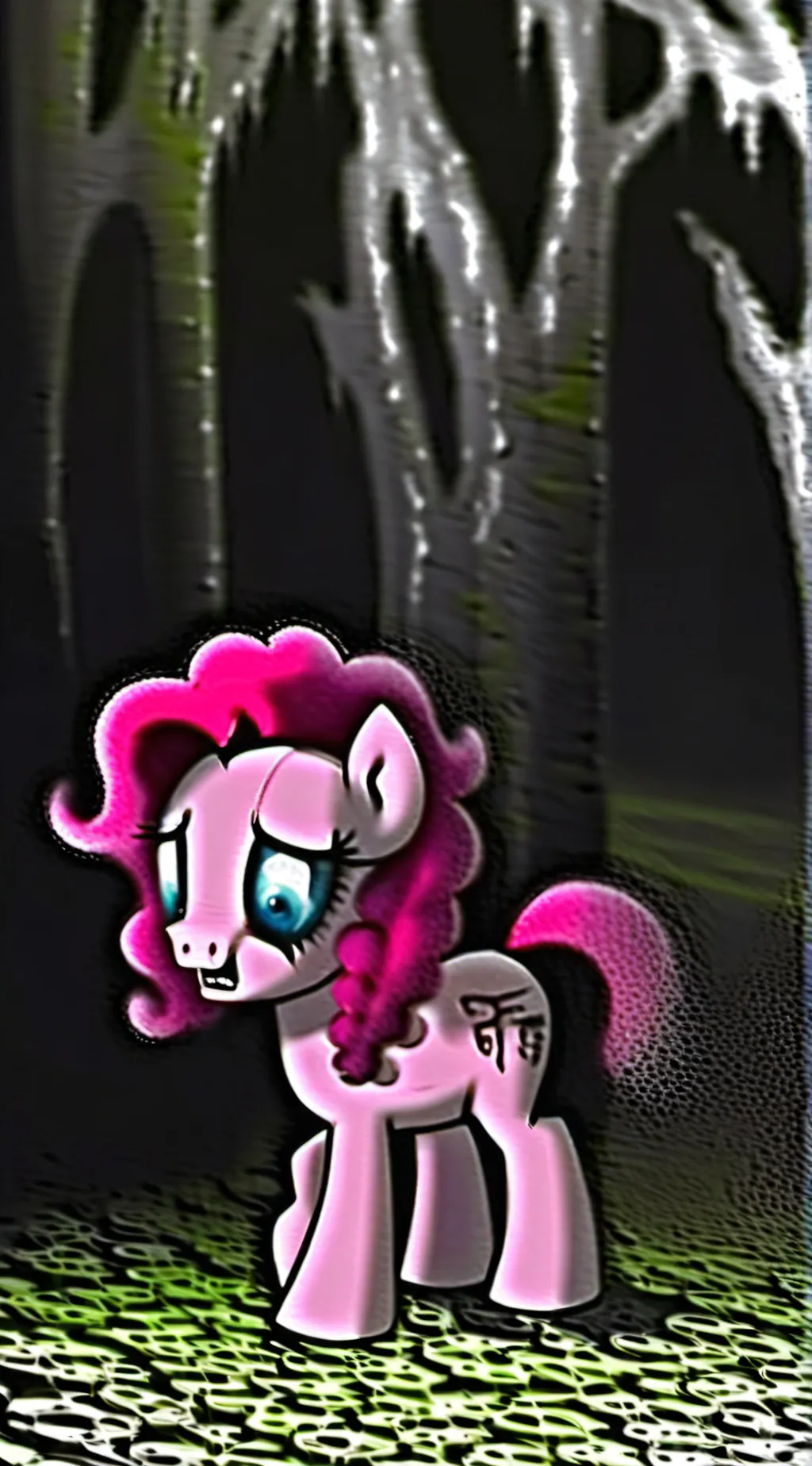 ai character: Creepy pinkie pie background