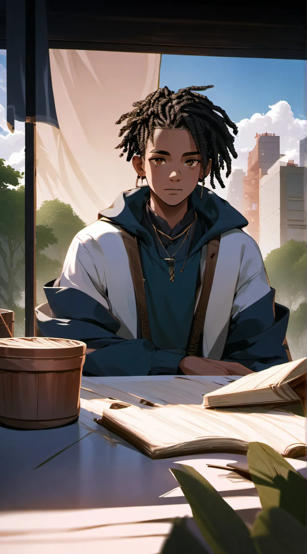 ai character: Sebastian  background