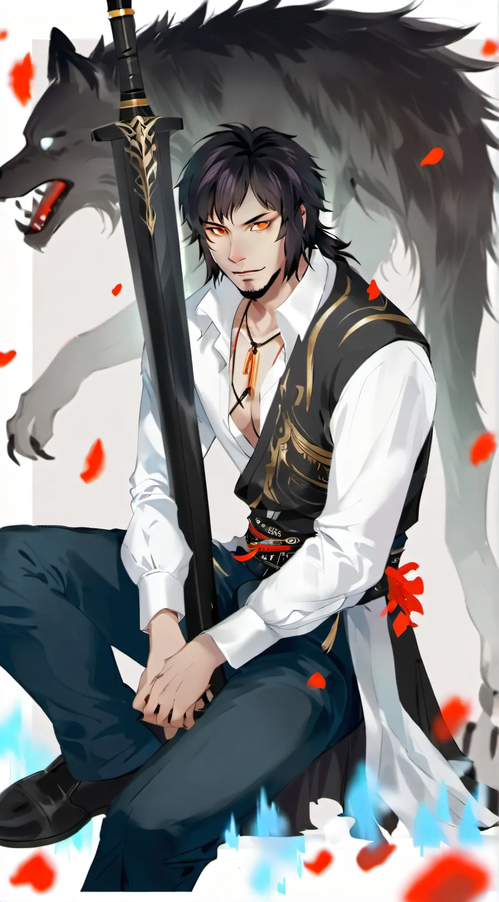 ai character: Fenrir(human form) background
