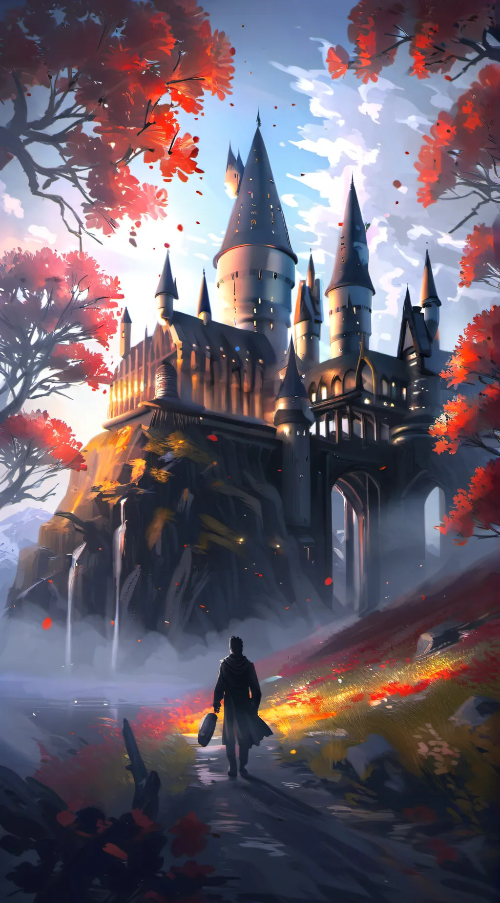 ai character: Abandoned Hogwarts background