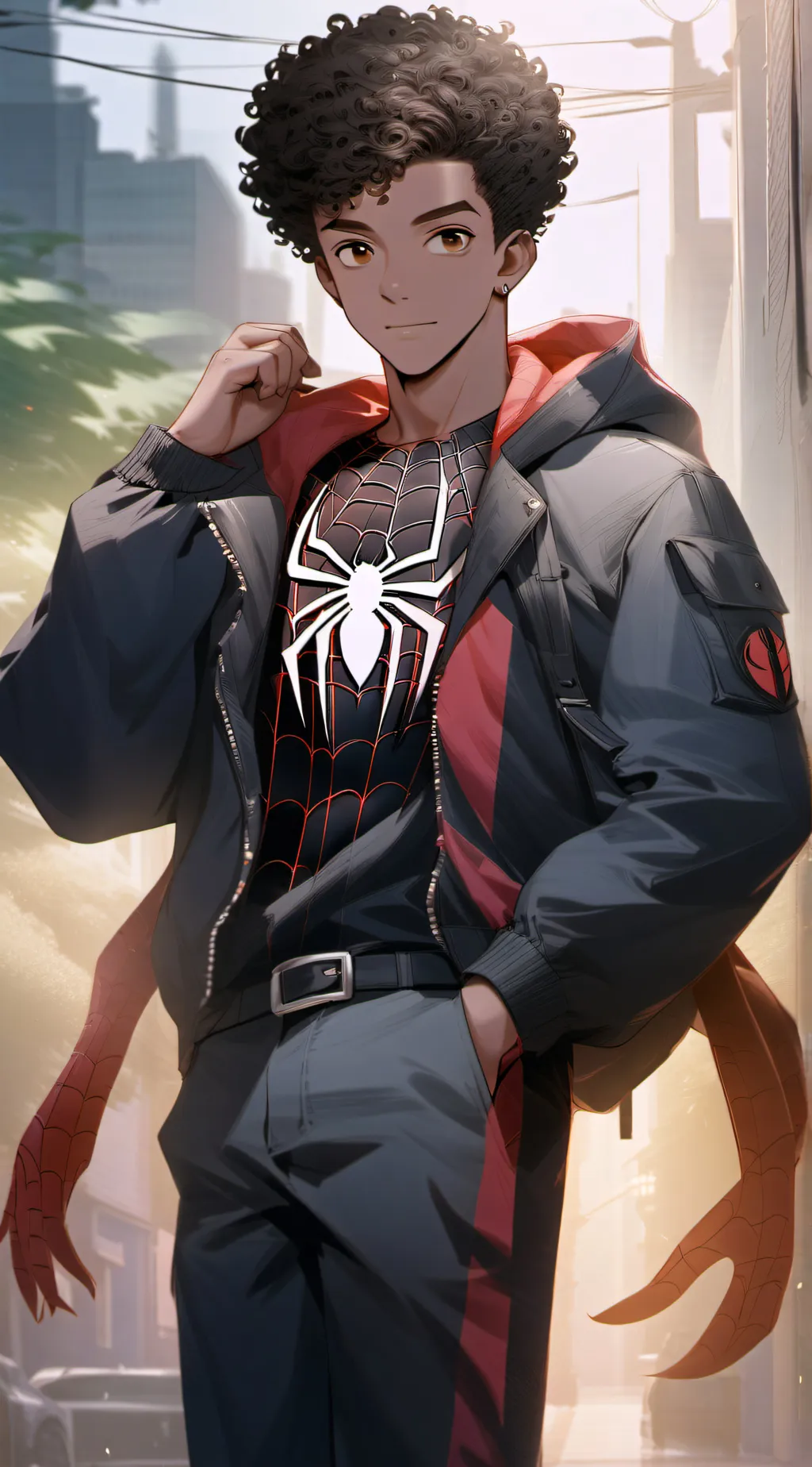 ai character: Miles Morales  background