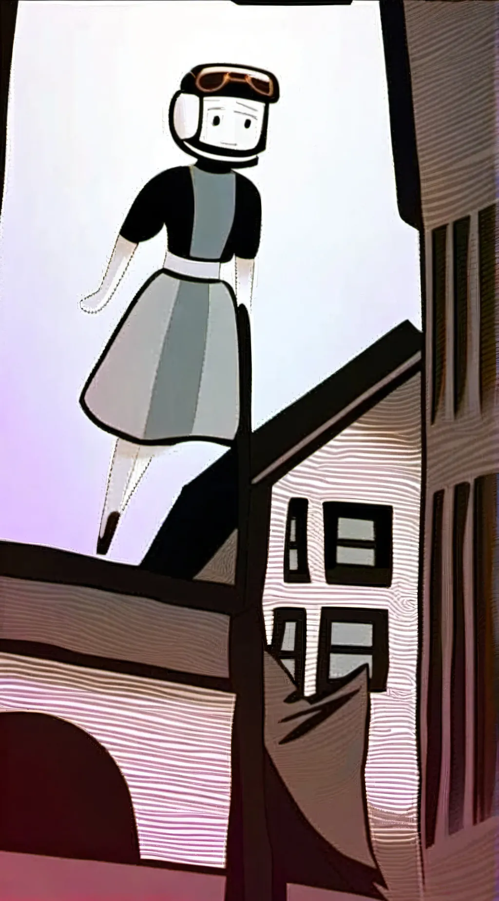 ai character: TV woman infection background