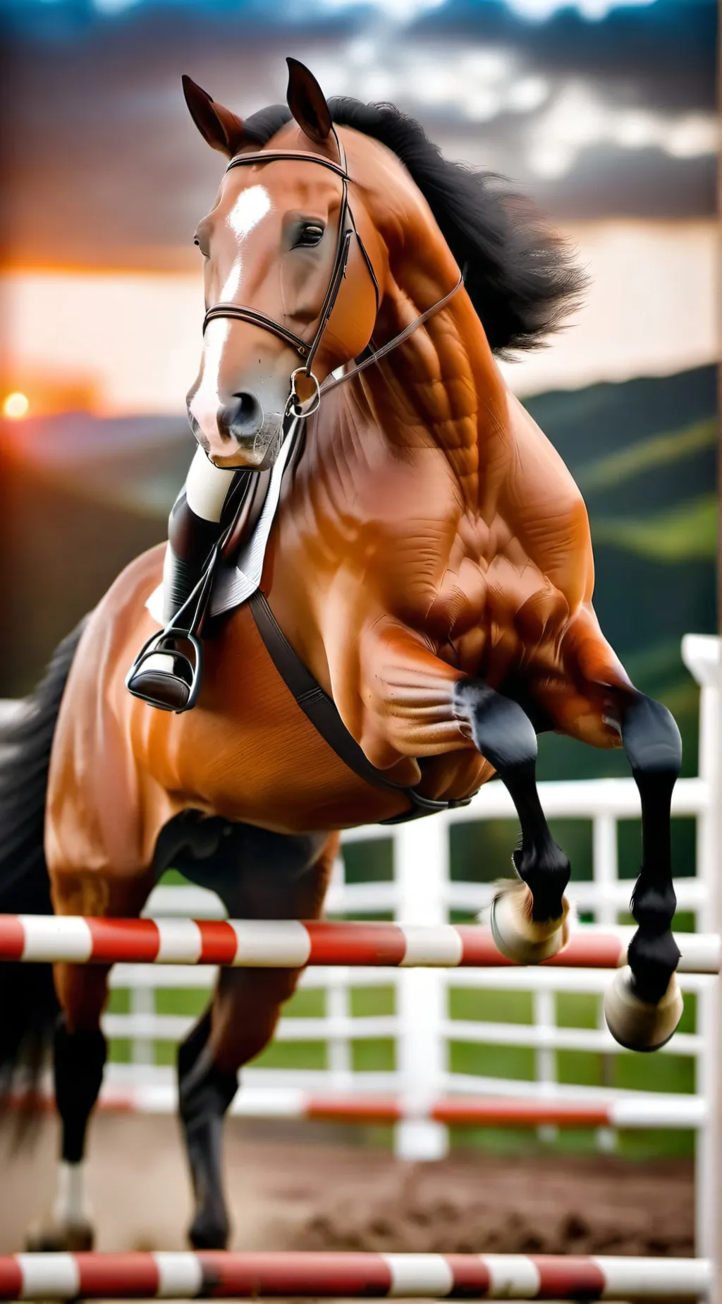ai character: horse jumping background