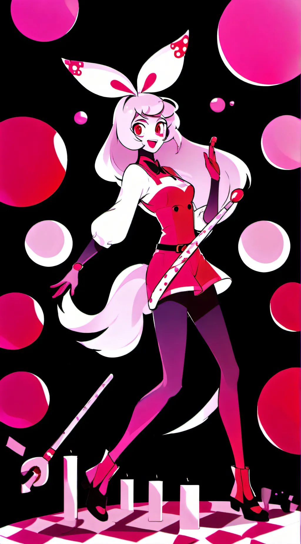 ai character: pink diamond background