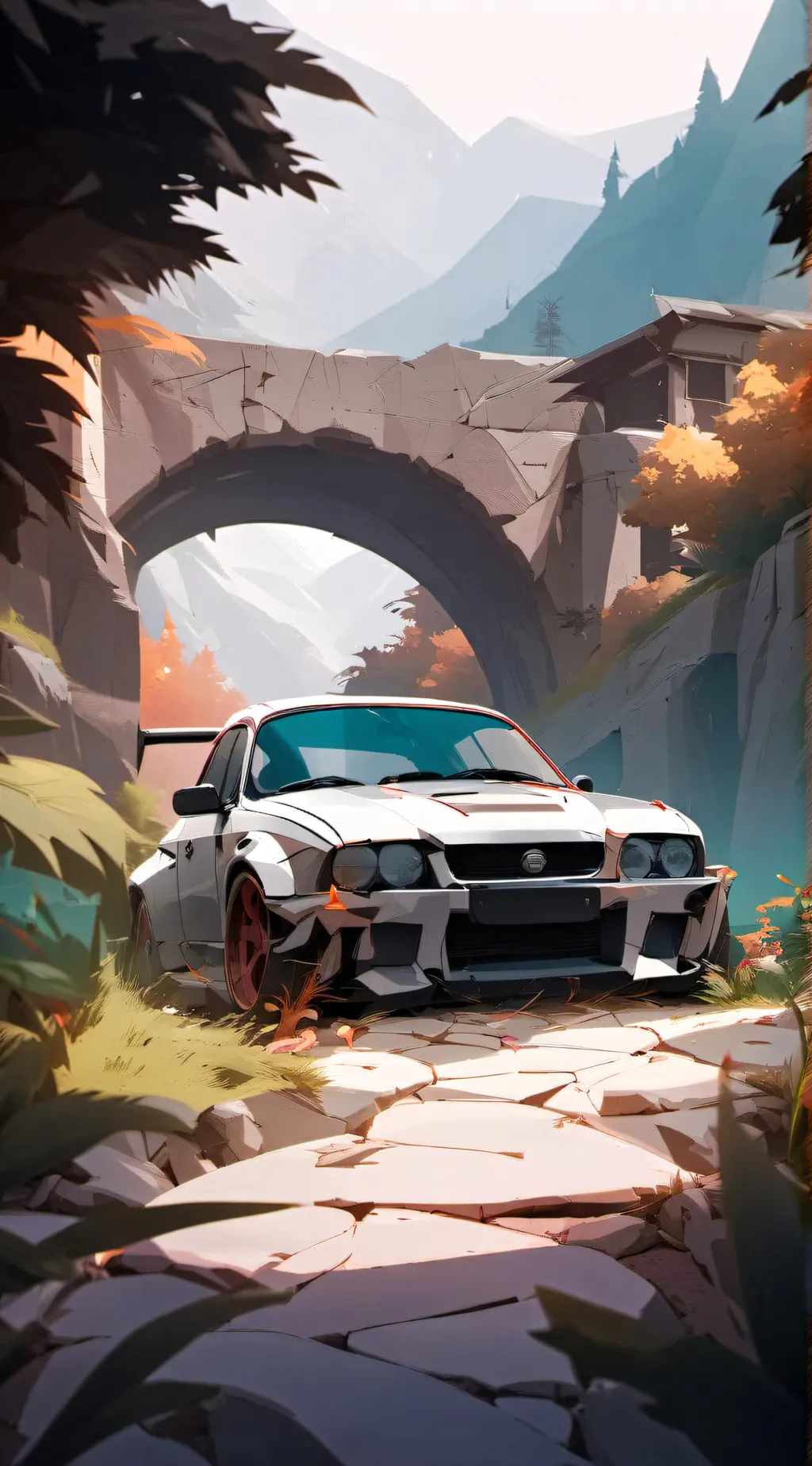 ai character:  Abandoned BMW. background