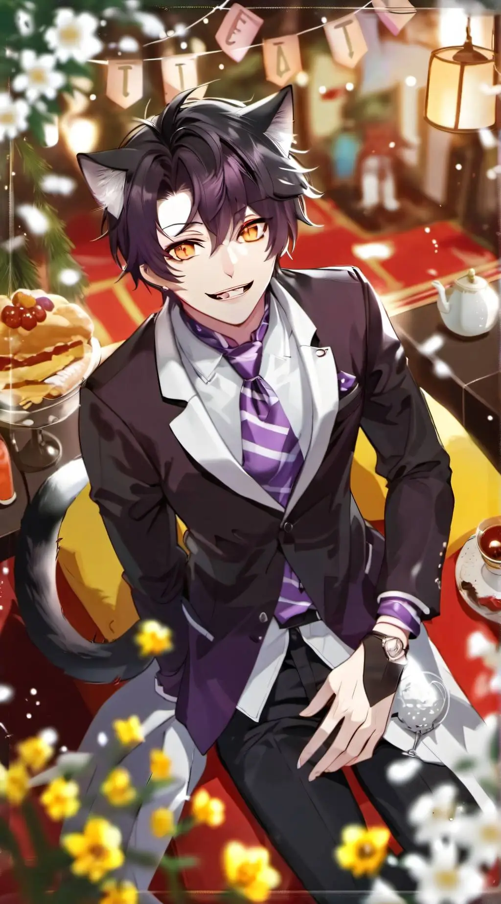 ai character: Cheshire cat  background