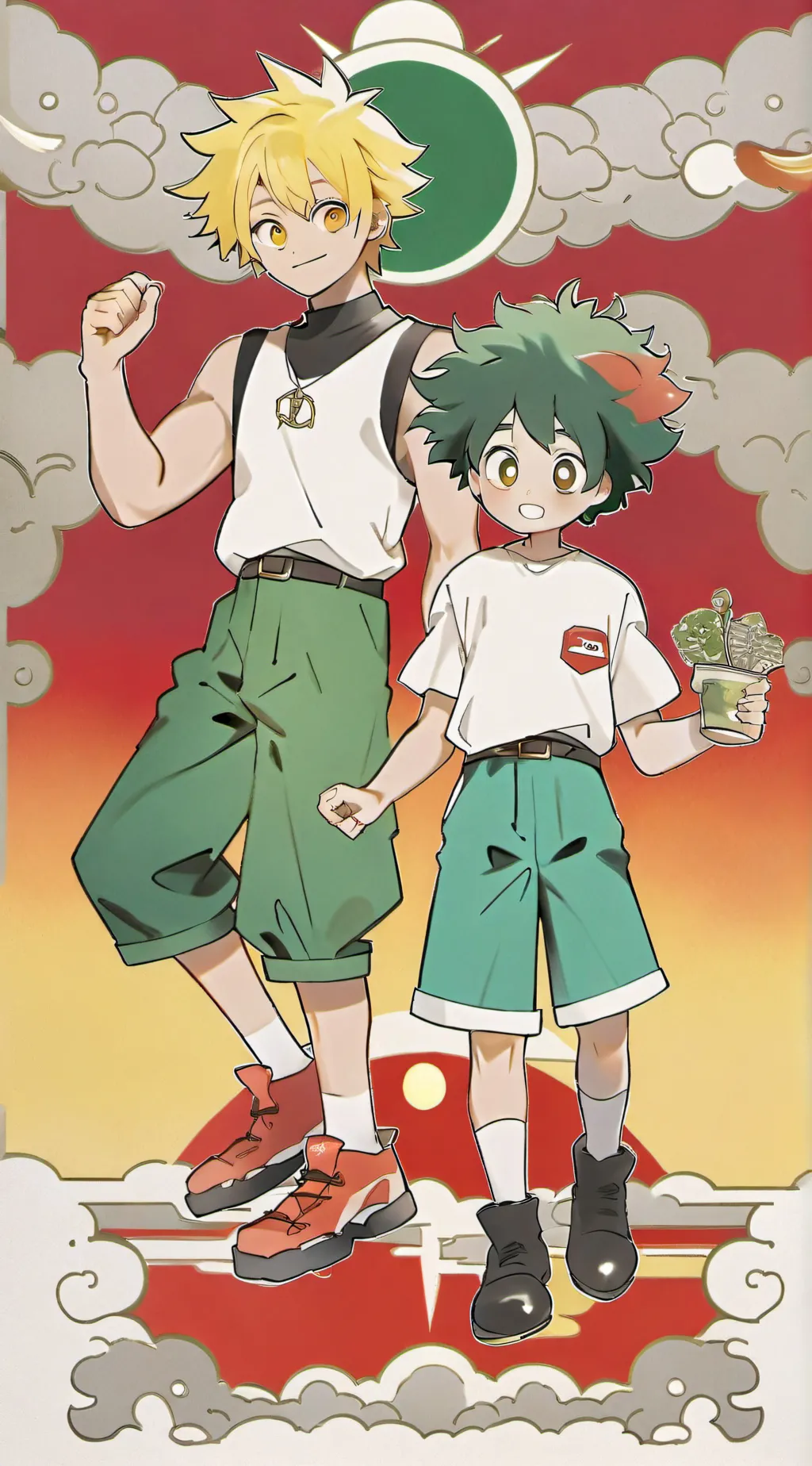 ai character: bakugo and deku background