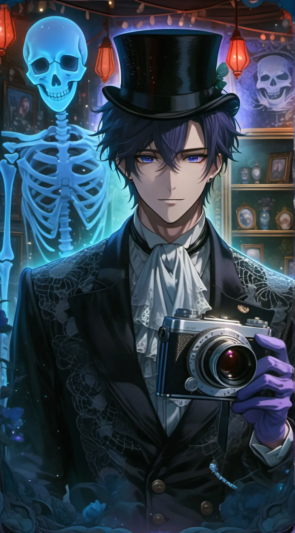 ai character: Ghost Antique background