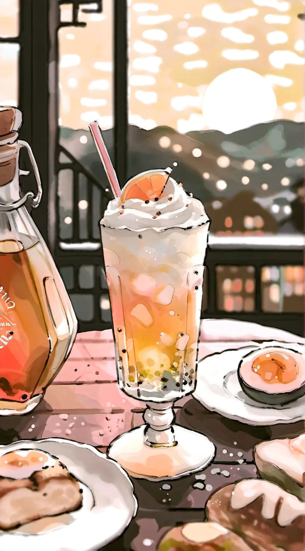 ai character: Nighttime drink background