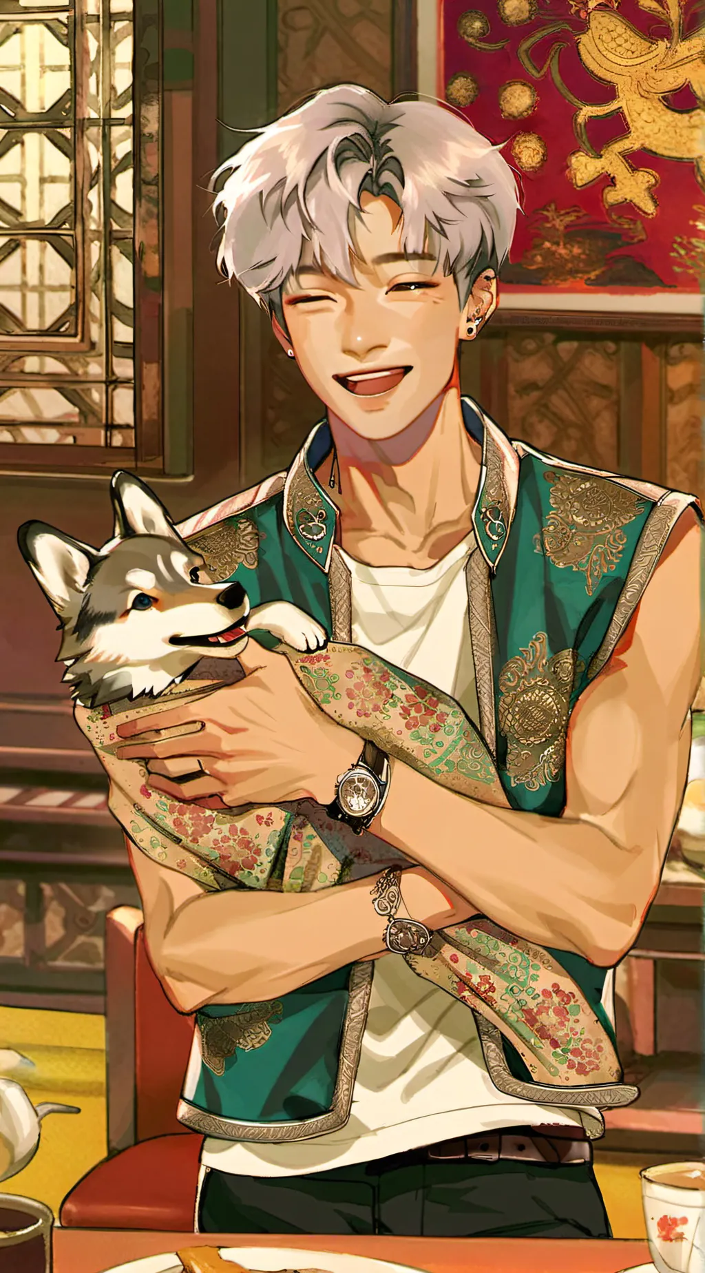 ai character: Bangchan and berry background