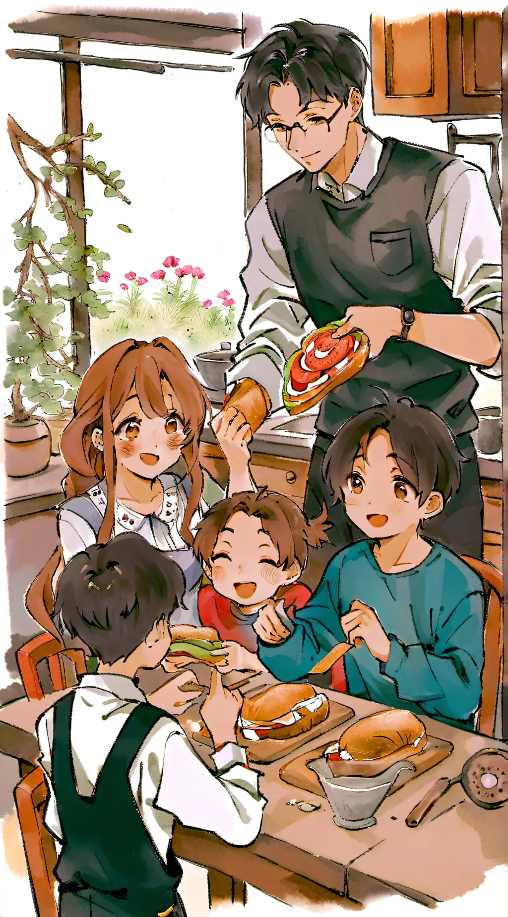 ai character: •Happy Family• background