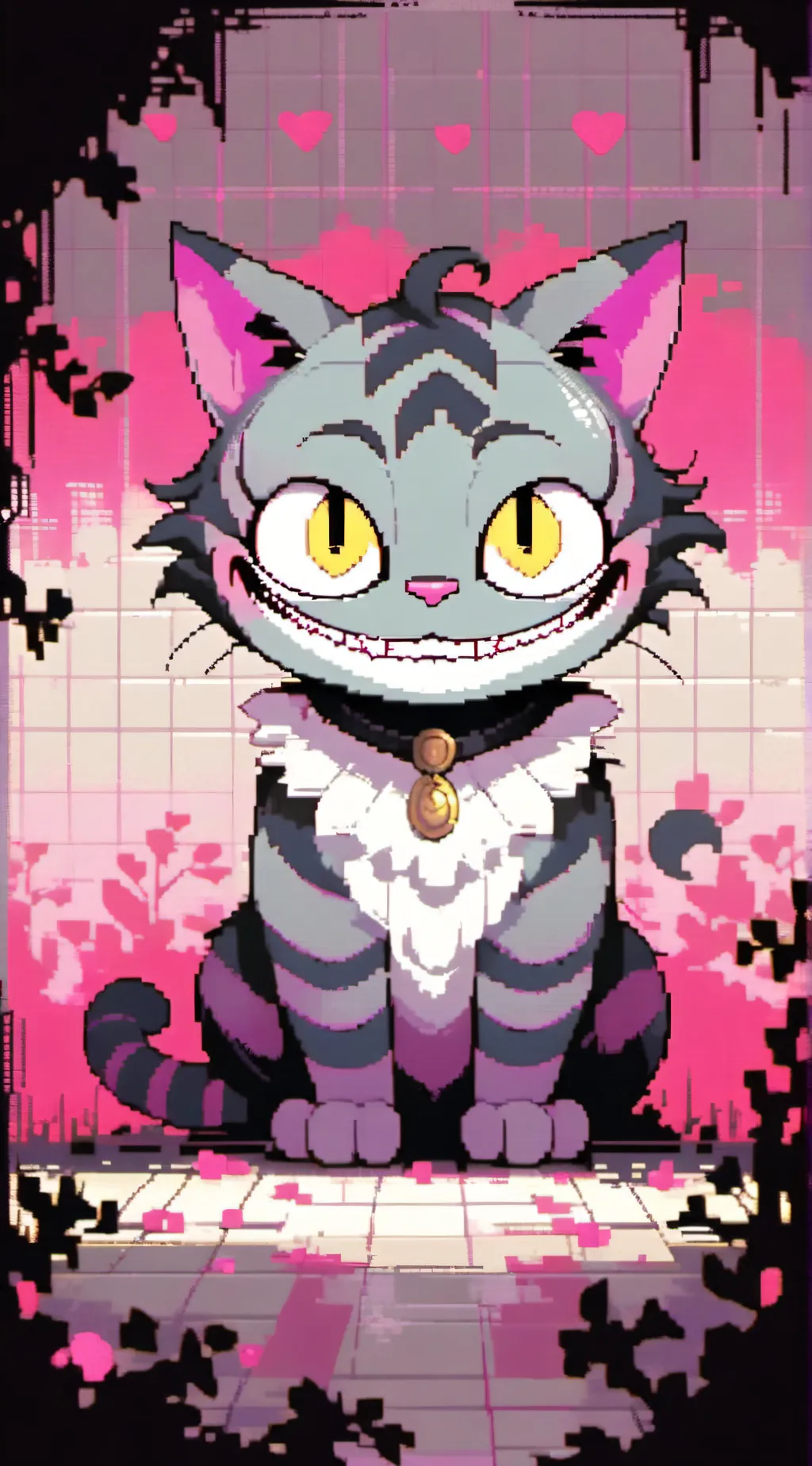 ai character: Cheshire cat  background