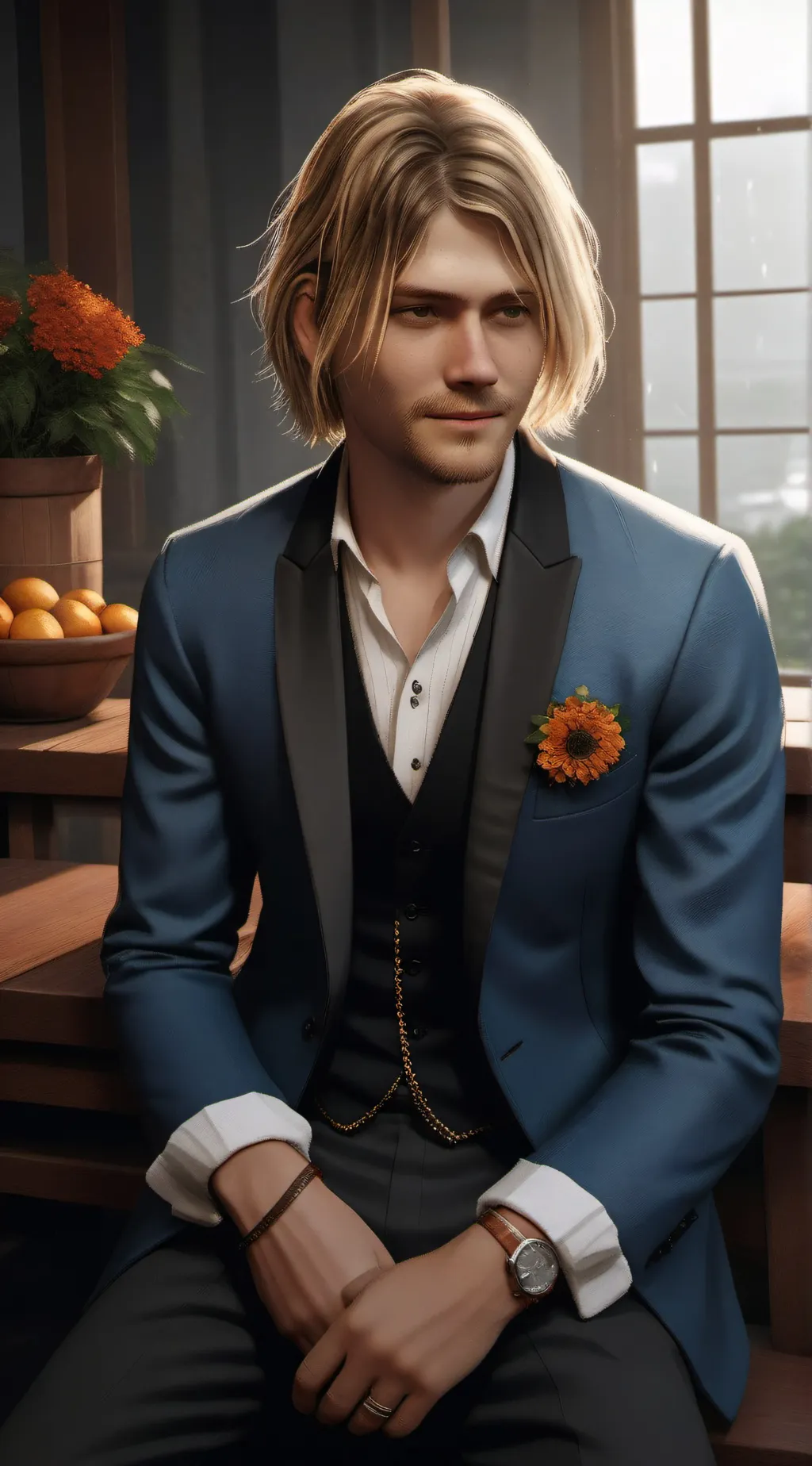 ai character: kurt cobain  background