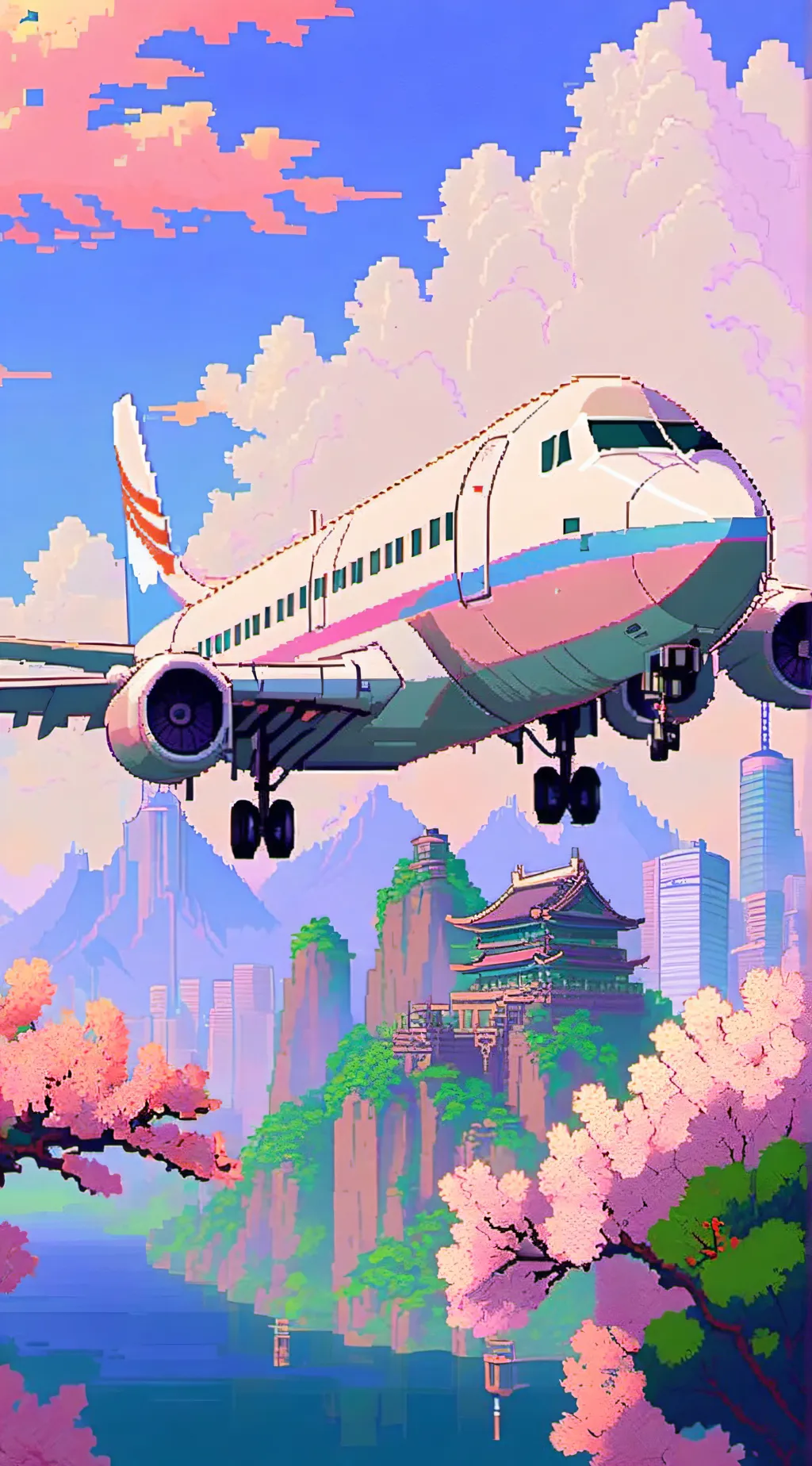 ai character: Mha plane flight background
