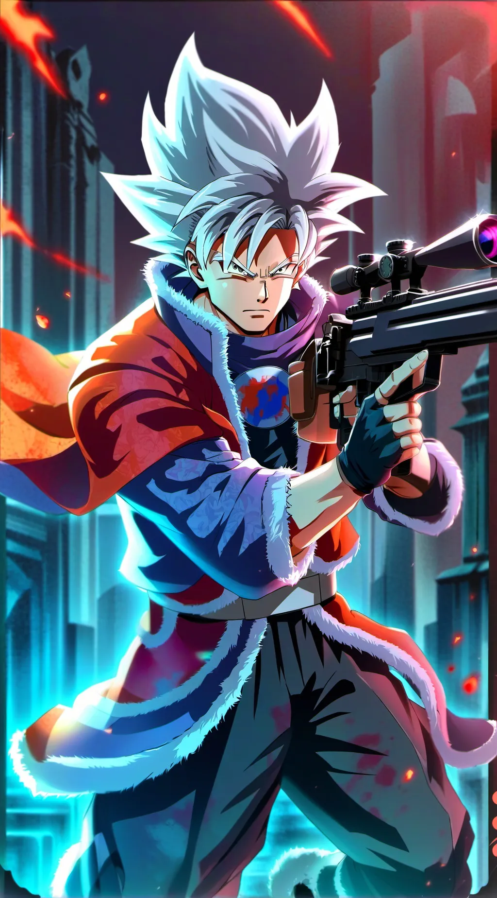 ai character: goku with gun background