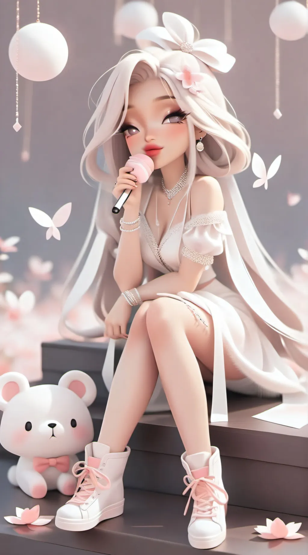 ai character: snow  background