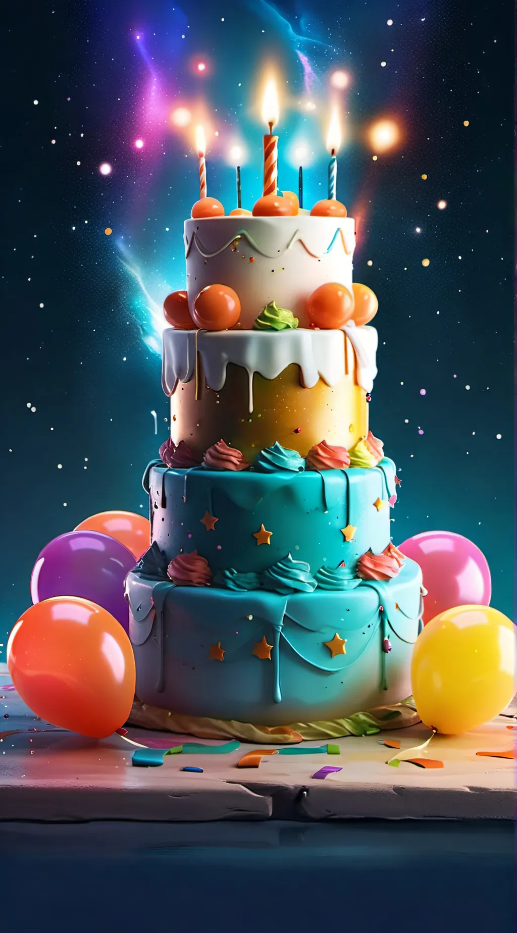 ai character: Birthday cake background
