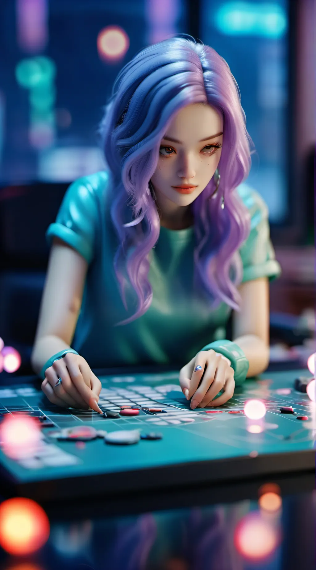 ai character: Violet background