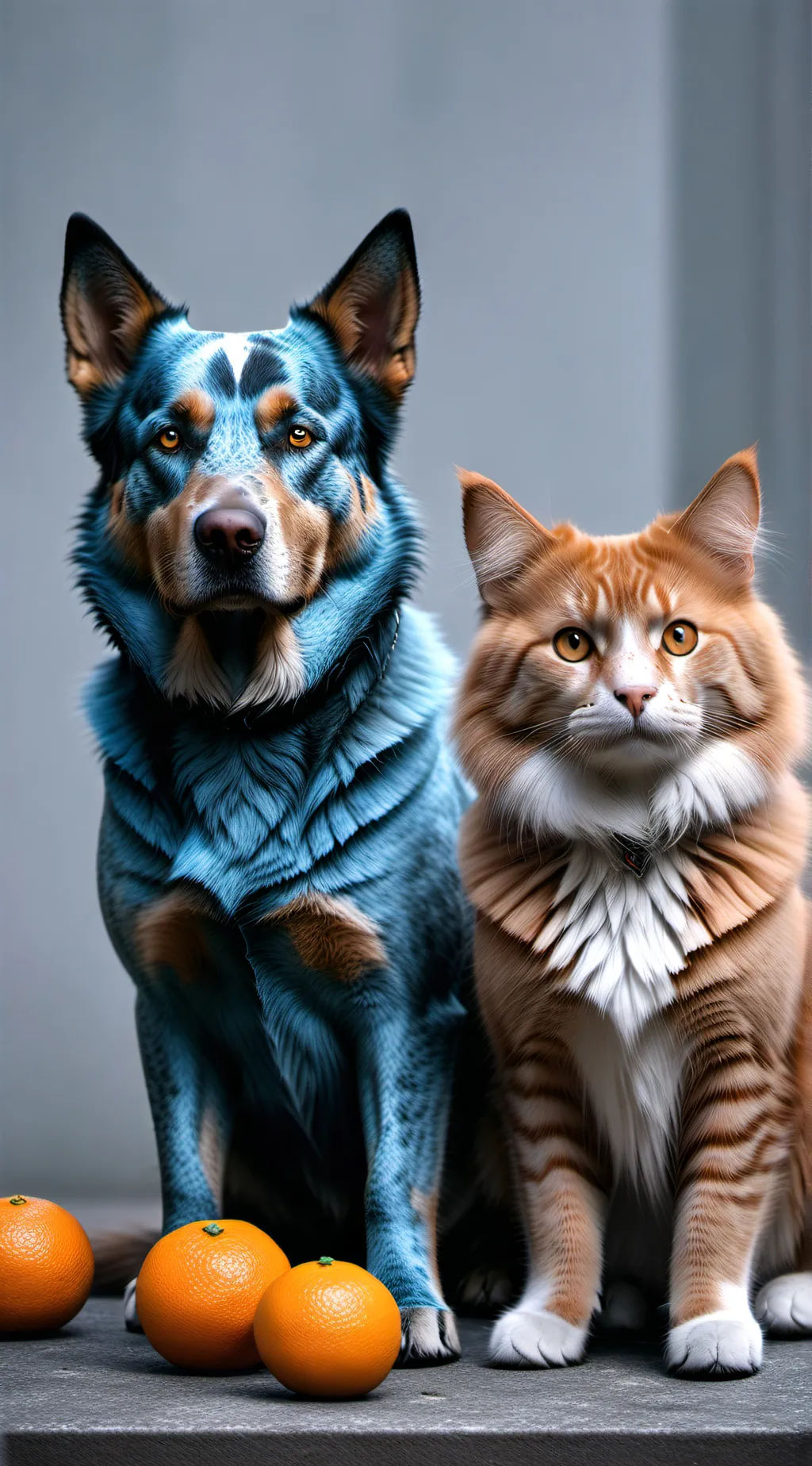 ai character: Catffein and dog  background