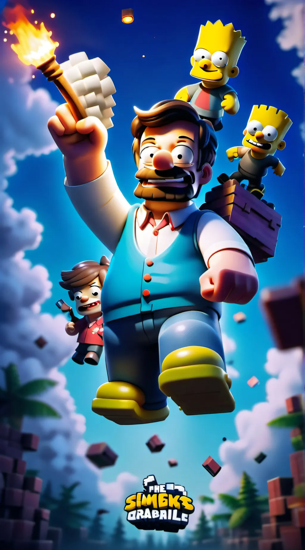 ai character: Cartoons in Minecraft background
