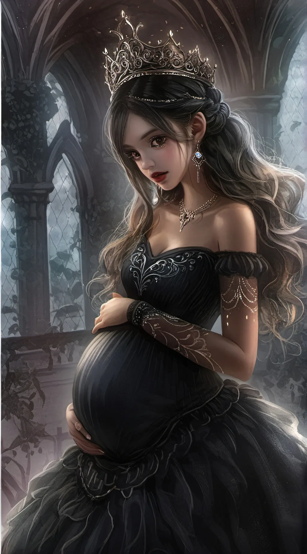 ai character: pregnant princess  background