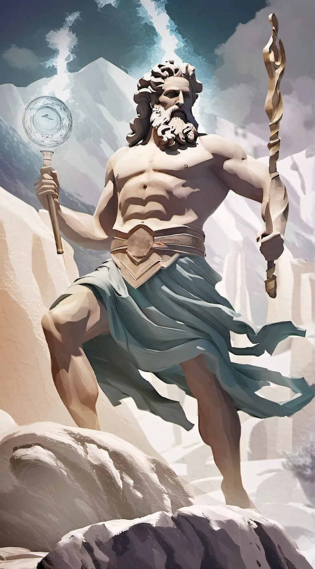 ai character: hreek god zeus background