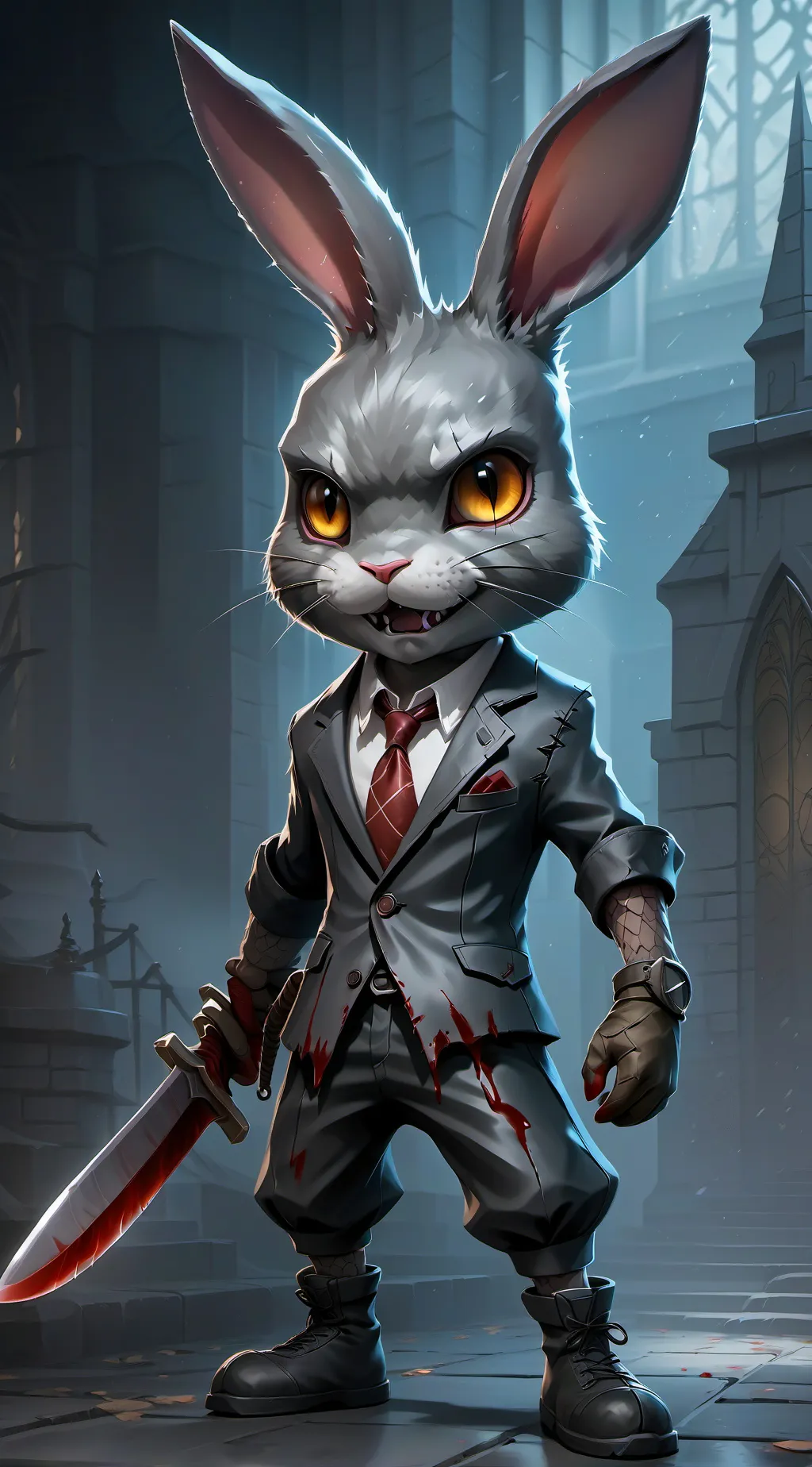 ai character: Killer bunny 🔪🔪🔪😢😢 background