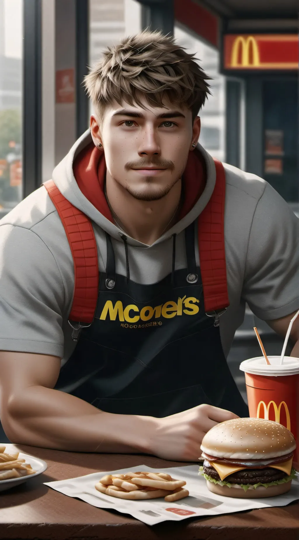 ai character: mr beast mcdonald background