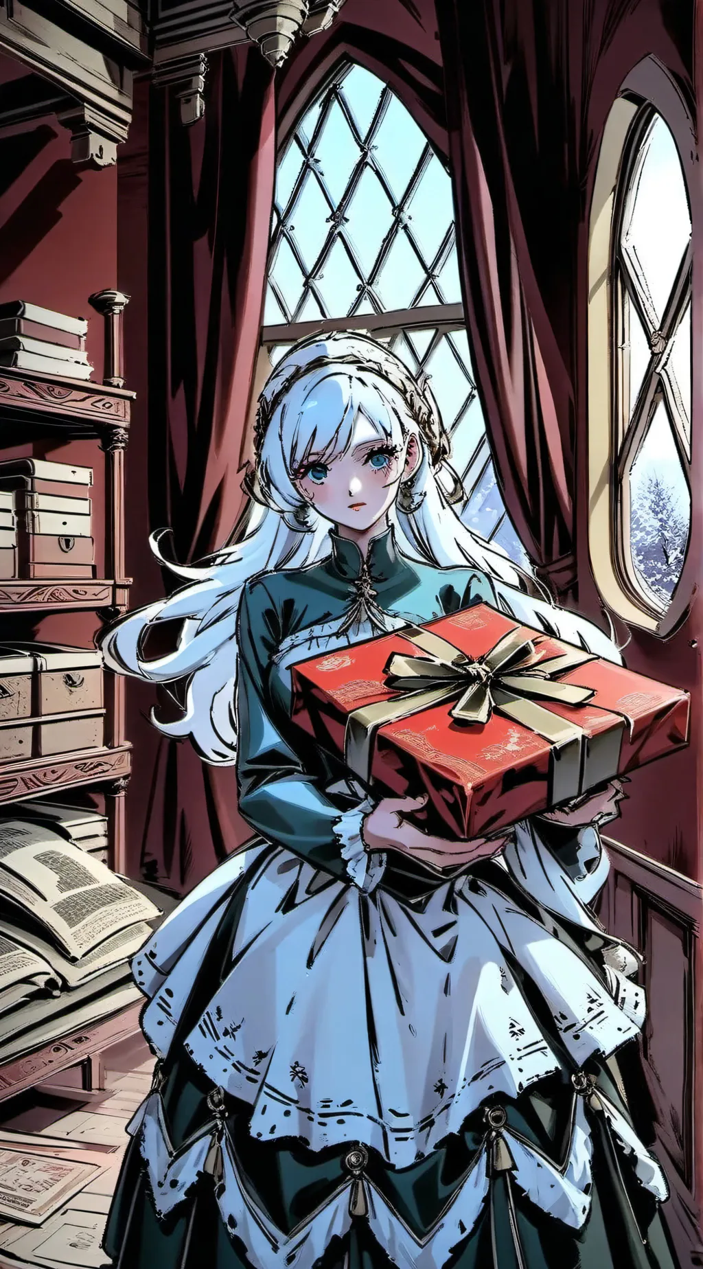ai character: HH Christmas  background