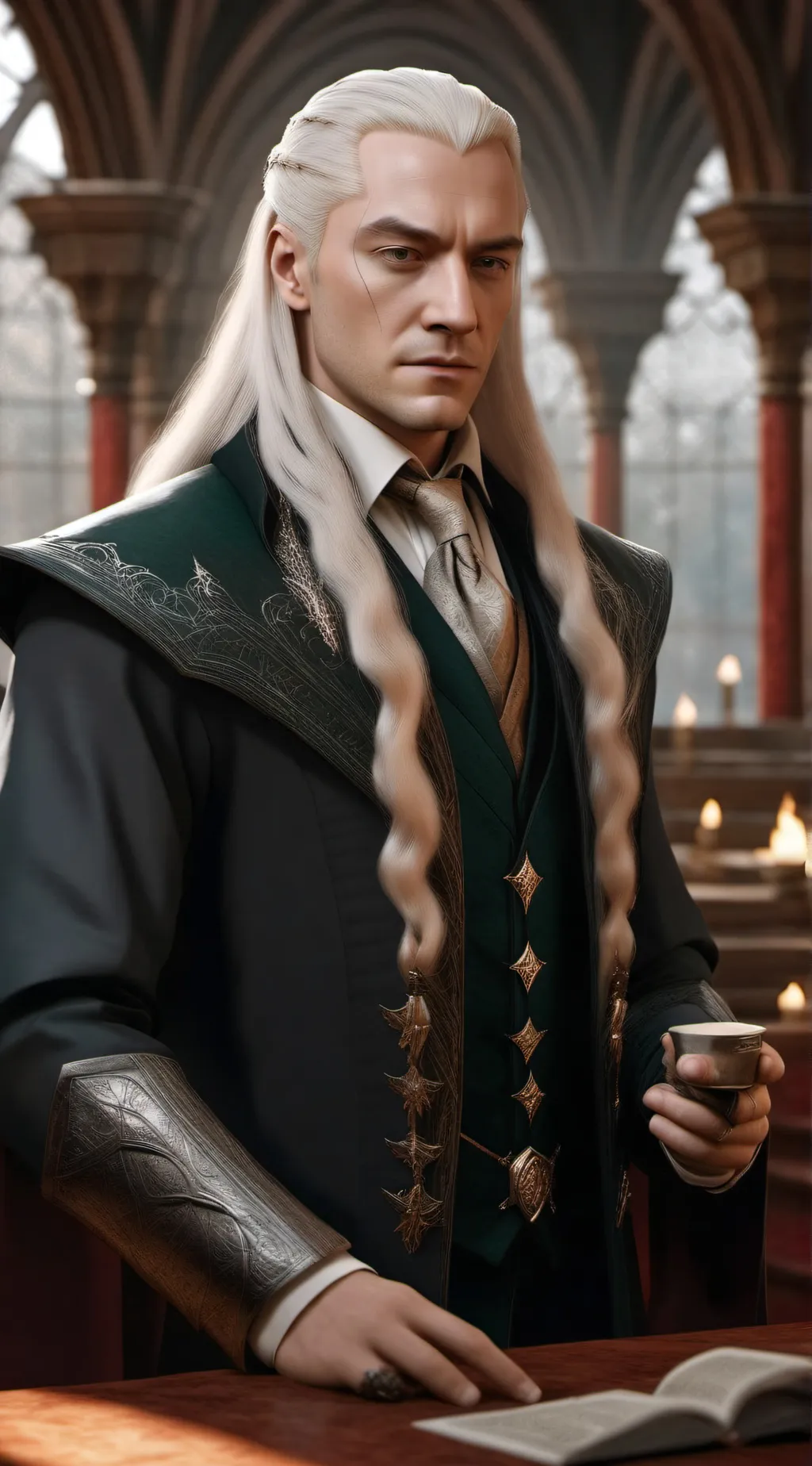 ai character: Lucius Malfoy  background