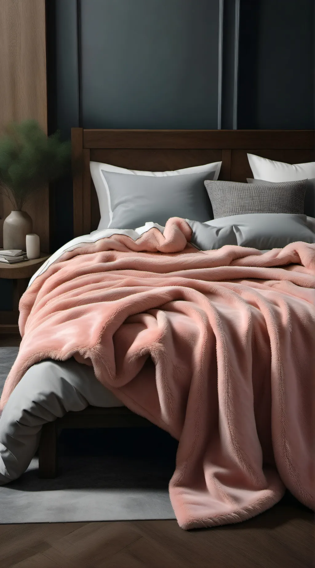ai character: pink soft blanket  background