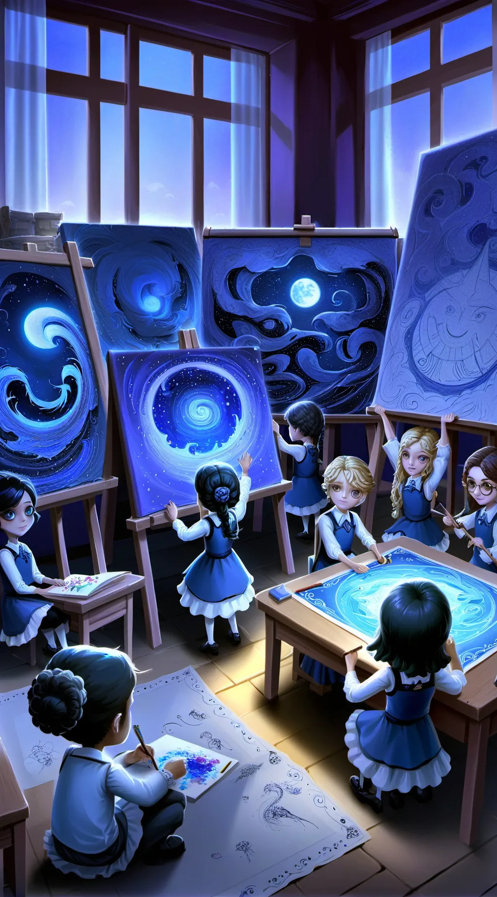 ai character: kindergarden art background