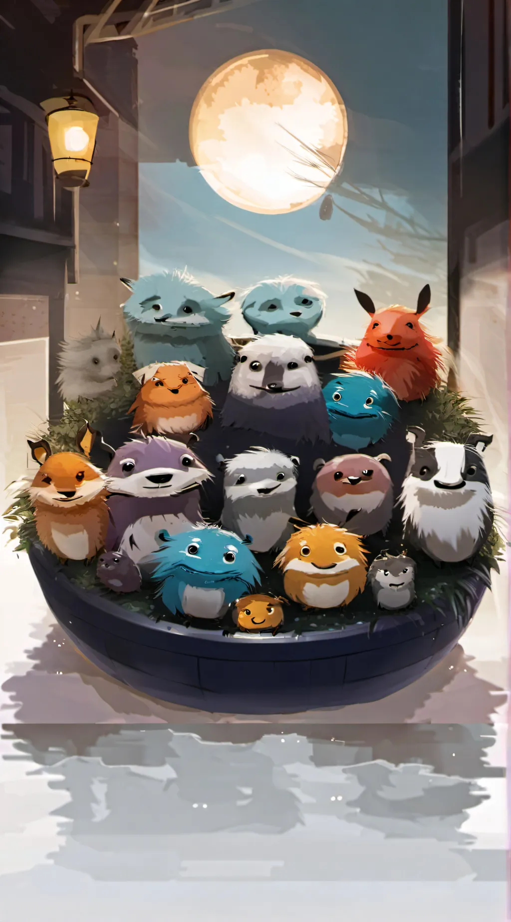 ai character: Smiling critters background