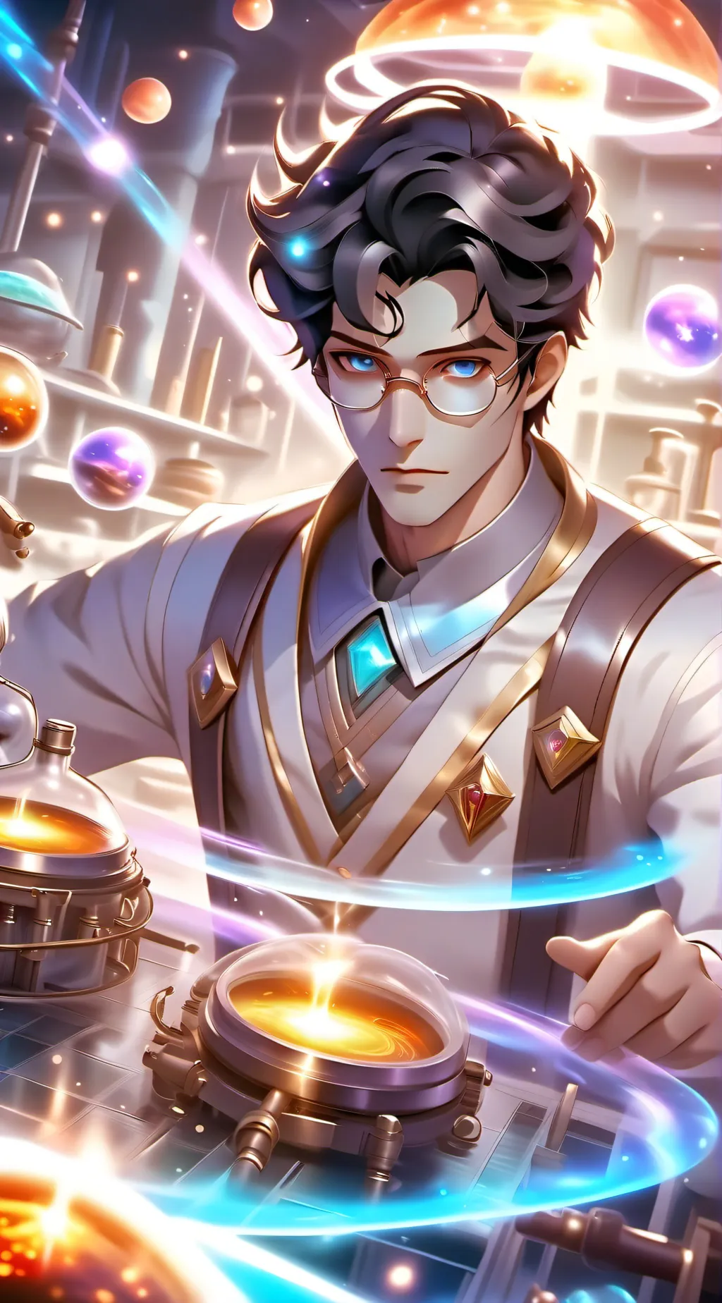 ai character: Magic lab background