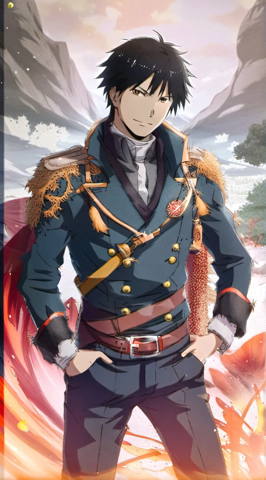 ai character: Roy mustang  background
