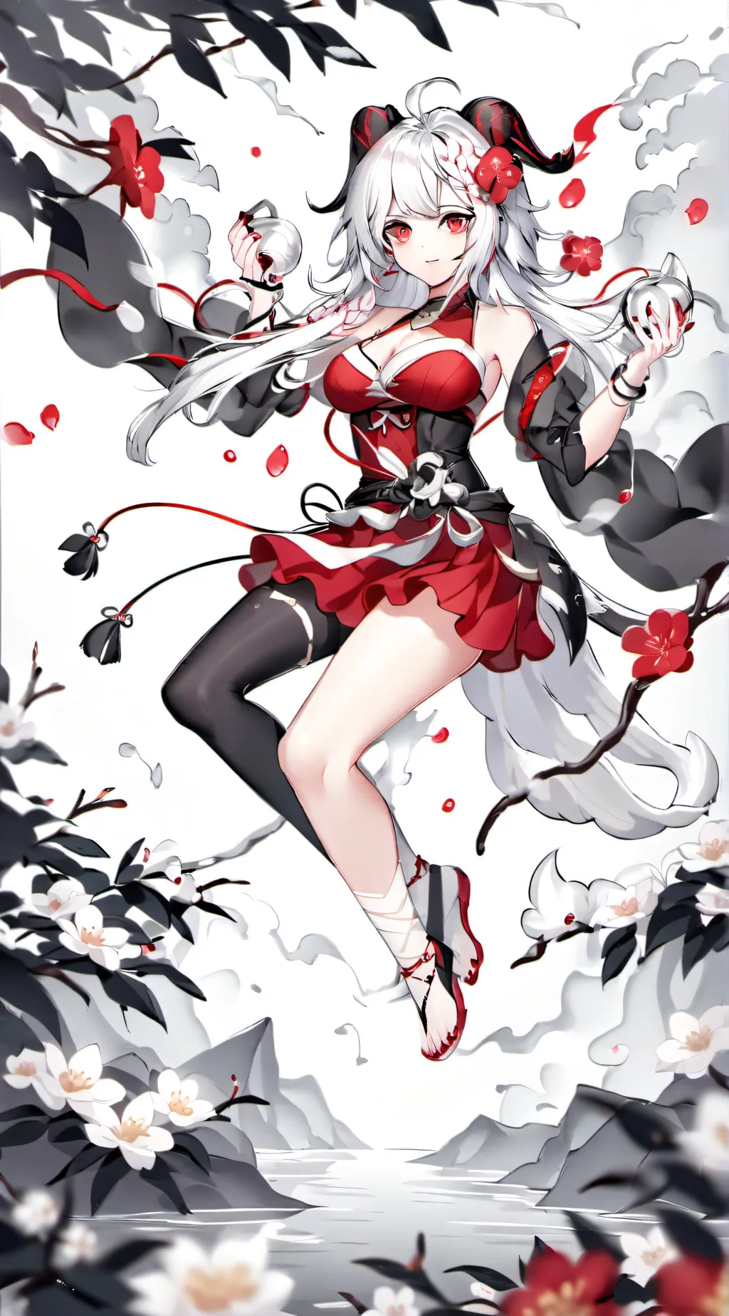 ai character: Red demon girl  background